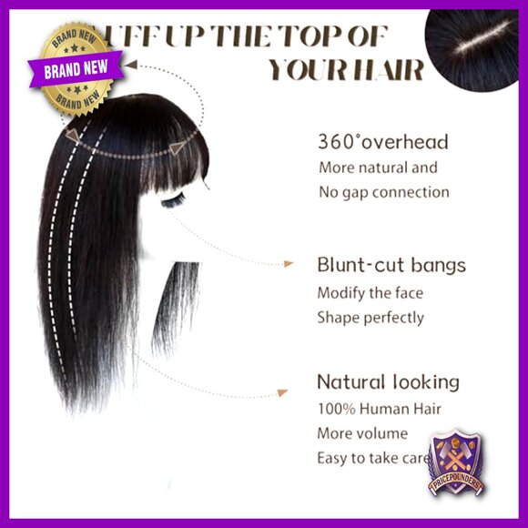 Clip-In Human Hair Topper, Silk Base, 5.1x5.1 Inches, 16 Inch Length main image 4